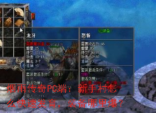 烟雨传奇PC端:新手村怎么快速发育,装备哪里爆? 烟雨传奇PC端:新手村怎么快速发育,装备哪里爆?